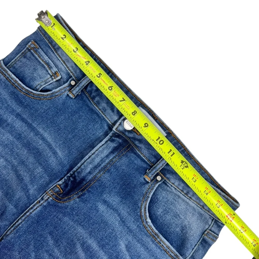 Risen High Rise Raw Hem Distressed Ankle Straight Jeans